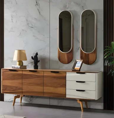 Produktbild von Braunes Sideboard, Modern, Freistehend, Holz, 220x50x80 cm