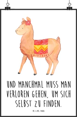 Produktbild von Mr. & Mrs. Panda Bild Alpaka Stolz DIN A1 - Weiß - Geschenk, Lama, Wandbild, wanddruck, Kunstdruck, wanddeko, drucke