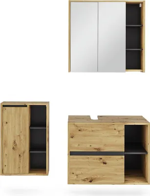 Zdjęcie produktu dla Zestaw mebli łazienkowych Vicco Viola Artisan/szary 3 części, Model 55232