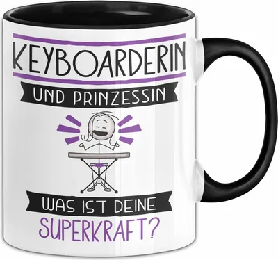 Produktbild von Keyboarderin Und Prinzessin Tasse Geschenk Für Eine Keyboarderin Geburtstag Was Ist Deine Superkraft (Schwarz)