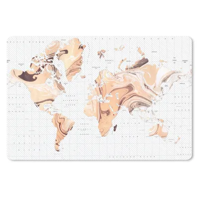 Produktbild von MuchoWow® Schreibtischunterlage Weltkarte - Farbe - Braun 60x40 cm - XXL Mauspad - Großes Mauspad