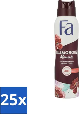Produktbild von Fa – Glamorous Moments – Deodorant-Spray – Schwarze Orchidee – 150 ml - Vorteilspack - 25 Stücke