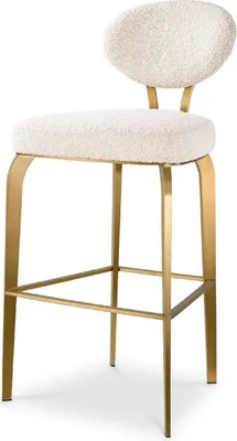 Produktbild von Casa Padrino Luxus Barstuhl Creme / Messing 50 x 55 x H. 106 cm - Gepolsterter Barhocker - Bar Möbel - Luxus Möbel - Luxus Qualität