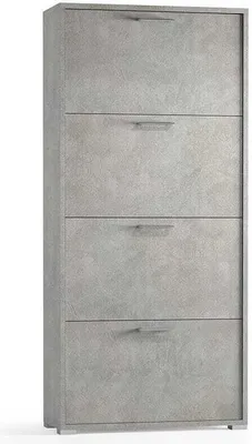 Produktbild von Doppeltiefer Schuhschrank mit 4 betongrauen Klapptüren