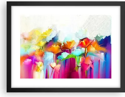 Produktbild von Gerahmtes Poster - Schwarzer Rahmen - Blumen Wiese Sommer - 40x30 cm - Wand Bild - Wanddeko - Wandbilder - Kunstposter - Wandposter - Bilderrahmen - Bilder - Kunstdruck - Wandbild - P2BAA40x30-4095