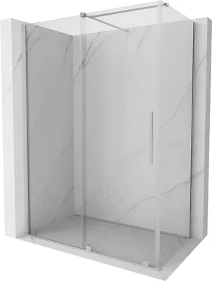 Produktbild von Mexen Velar Duschkabine, Schiebetür, 140 x 80 cm, transparent, gebürstetes Nickel - 871-140-080-01-97