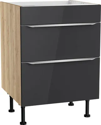 Produktbild von Optifit Kochfeldumbauschrank Linus984 BxTxH 60 x 58,4 x 87 cm anthrazit glänzend zerlegt KFLI UC636-8E+