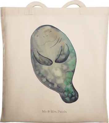 Produktbild von Mr. & Mrs. Panda canvas tasche Seekuh Happy - Transparent - Geschenk, Beutel, Freundin, Neustart, Jutebeutel, Liebeskummer, Selbstliebe, Tote Bag, Laptoptasche, Meer