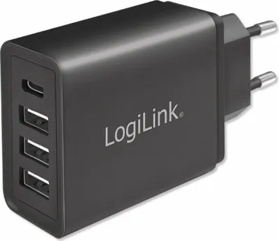 Produktbild von Logilink Steckdosenadapter, 1x USB-C  & 3x USB-A  27W