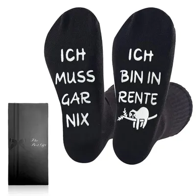 Image de Chaussettes avec l'inscription "Je suis à la retraite, je n'ai rien à faire" | Homme/Femme | Taille 37-47 | Coton | Antidérapantes | Noires