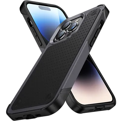 Obrázek produktu pro Pouzdro pro iPhone 14 Pro Max, vojenská kvalita, nárazuvzdorné hybridní 2v1 tvrdý PC a měkký TPU pouzdro Šedá černé