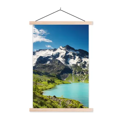 Produktbild von MuchoWow® Textilposter Schnee - Berg - Wasser 40x60 cm mit holzfarbenen Rahmen - Poster
