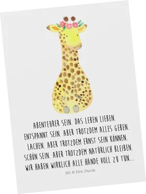 Produktbild von Mr. & Mrs. Panda Postkarte Giraffe Blumenkranz - Weiß - Geschenk, Freundin, Selbstliebe, Ansichtskarten, Grußkarte, Abenteurer, Afrika, Ansichtskarte, Fotokarte