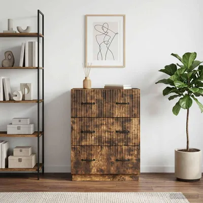Zdjęcie produktu dla Komoda z szufladami vidaXL, dąb wędzony, 66 x 34,5 x 87 cm