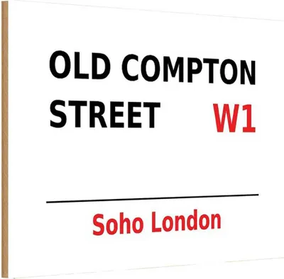 Produktbild von vianmo Holzschild 12x18 cm Soho Old Compton Street W1 England