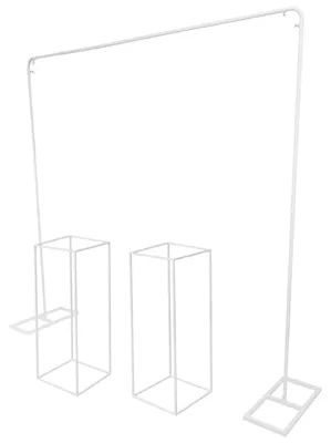 Image de Ensemble d'arche de mariage - Structure métallique autoportante - 2x2 mètres - 1 support d'arche + 2 supports pour fleurs - Structure en acier pour la décoration de ballons et de fleurs - Blanc