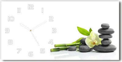 Produktbild von Wanduhr aus Glas – 60x30 cm - Glasbild - Glasuhr - Gehärtetes Glas - weisse-zeiger - Orchidee