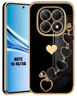 Image de Coque Bracelet pour Xiaomi Redmi Note 15 5G/4G, Silicone Anti-Rayures Motif Cœur - Noir