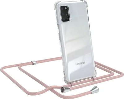 Produktbild von EAZY CASE Handykette kompatibel mit Samsung Galaxy A41, Handyhülle mit Umhängeband, Handykordel, Schutzhülle Clear, Band in Rosa