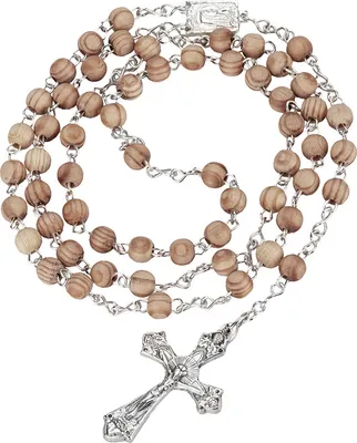 Produktbild von Rosenkranz Finnische Tanne 48 cm – Gebetskette mit Metallkreuz für Christen