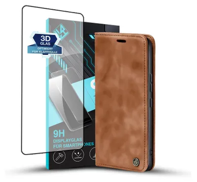 A product shot of a phone case and screen protector.