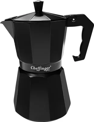 Image de Cheffinger, cafetière expresso 320 ml 6 tasses, poignée ergonomique en aluminium, noir