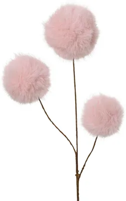 Produktbild von Künstlicher Dekozweig mit flauschigen rosa Kunstfellbällen, 70 cm Gesamtlänge