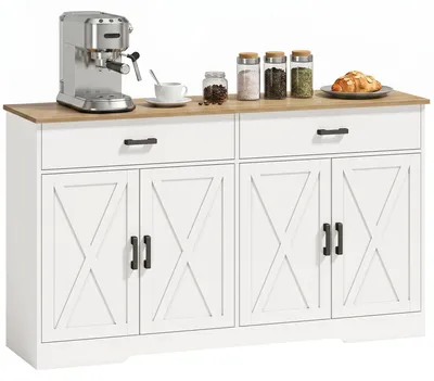 Produktbild von HOMCOM Sideboard Küchenschrank mit 4 Türen und 2 Schubladen, 140 x 38 x 81 cm