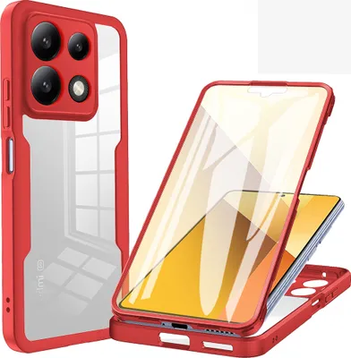 Obrázek produktu pro Ochranné pouzdro pro Xiaomi Redmi Note 13 Pro 5G, vestavěný chránič displeje 360° plná ochrana pouzdro na mobilní telefon červené barvy