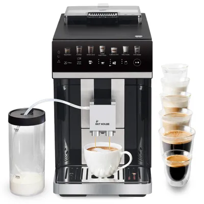 Produktbild von KKT KOLBE One Kaffeevollautomat mit Milchbehälter, Milchschaumdüse und Zubehör, 2 Tassen-Funktion,, 15 Bar, 7-stufiges Mahlwerk, Touchscreen