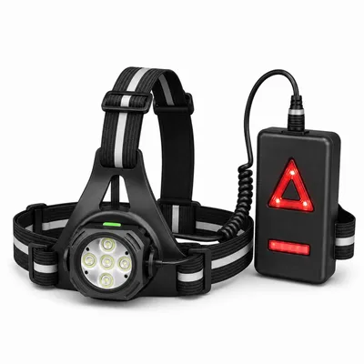 Produktbild von USB wiederaufladbare LED Brustlampe, 5 Lichtmodi, rotes Warnlicht, 50–100 m Leuchtweite, für Joggen, Outdoor und Camping