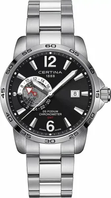 Zdjęcie produktu dla Zegarek męski Certina DS PODIUM GMT AUTOMATIC SS BLACK COSC (CONTRôLE OFFICIEL SUISSE DES CHRONOMèTRES) (Ø 41 mm)