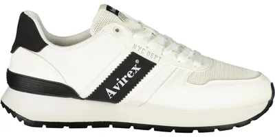 Image de Chaussures de sport pour homme, blanches - lacets, détails bleus, imprimé et logo
