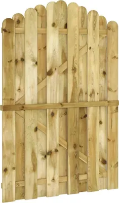 A wooden garden gate is shown against a white background.