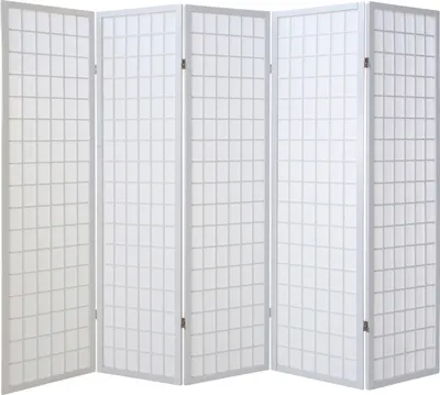 Obrázek produktu pro Homestyle4u Paraván rozdělovač místností 5 kusů dřevo bílý rýžový papír bílý výška 175 cm