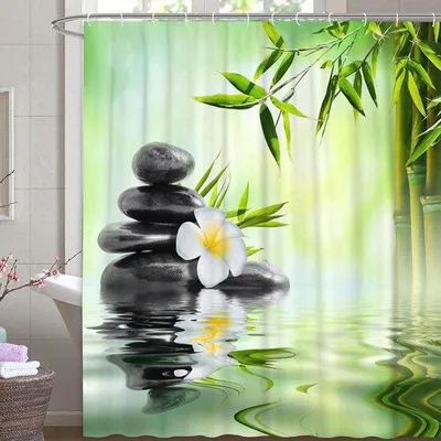Obrázok produktu pre Vodotesná bambusová sprchová záves 240 x 200 cm, zelená