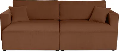Image de Best Mobilier Topaze - Canapé droit 4 places avec double méridienne - assise profonde - en velours côtelé , Terracotta