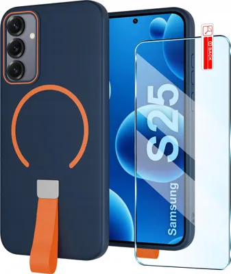 Immagine prodotto di Etui z Paskiem na palec Matowe GRANATOWE do Samsung S25 |do MagSafe +Szkło