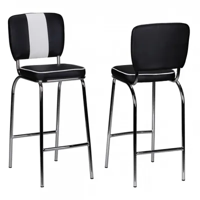 Produktbild von Wohnling Barstuhl American Diner 50er Jahre Retro Schwarz Weiß