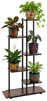 Image de Gardlov 27788, étagère à fleurs, 113 x 60 cm, 6 étagères, couleur marron