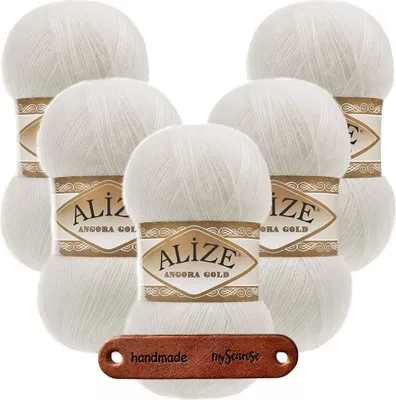 Produktbild von 5 x ALIZE Angora Gold 450 Pearl mit Label