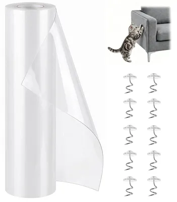 Obrázok produktu pre Solidchoice – Priehľadná fólia na ochranu nábytku, 45 cm x 500 cm, ochrana proti poškriabaniu zvieratami