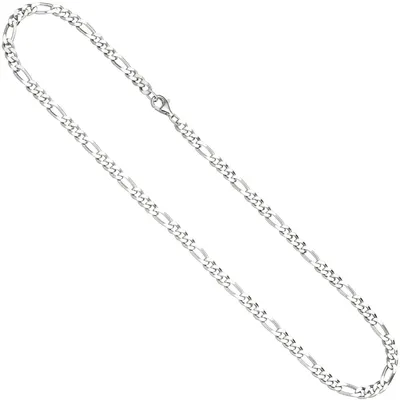 Image de Chaîne Figaro de 5,3 mm en argent 925, plaquée rhodium et sertie de diamants, collier, 60 cm
