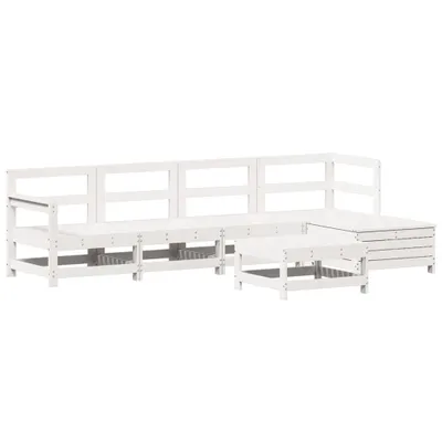 Produktbild von vidaXL 6-tlg. Garten-Sofagarnitur Weiß Massivholz Kiefer