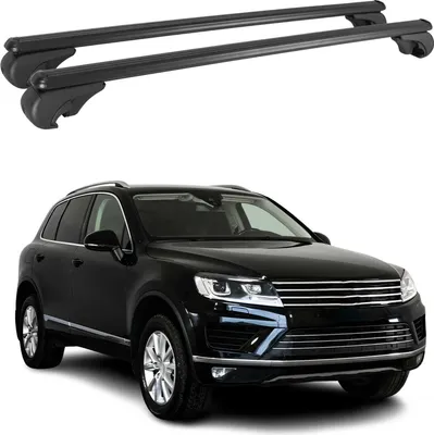 Image de Barres de toit Transversales pour VW Touareg 2010-2018 Aluminium Noir