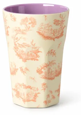 Produktbild von Großer Trinkbecher Melamin 400ml Creme - lila Becher ohne Henkel