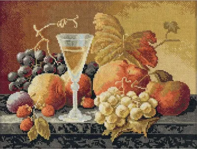 Produktbild von Panna Kreuzstichset "Stillleben mit Wein und Obst", 32x24,5cm, Zählmuster