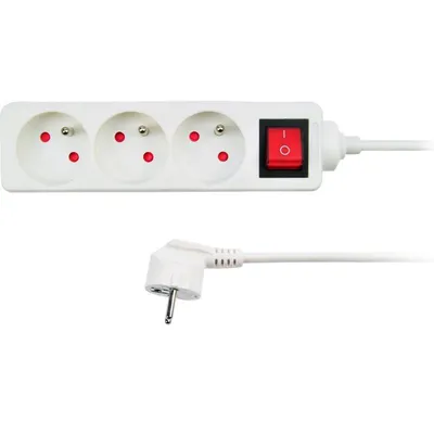 Obrázek produktu pro Solight Bílý prodlužovací kabel, vypínač, 3 zásuvky, 10m PP16