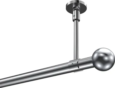 Produktbild von Interdeco Gardinenstange / Vorhangstange Chrom, Typ Sonette Luino (Kugel) ohne Ringe, Deckenmontage, 20 mm Ø 1-läufig, 100 cm