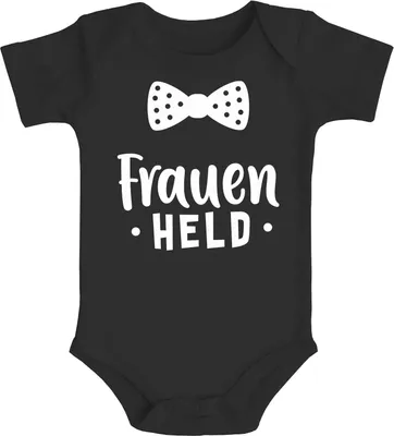 Produktbild von Baby Body Aufdruck Frauenheld lustiges Geschenk für kleine Jungs Jungen Baumwolle Moonworks® schwarz 12-18 Monate
